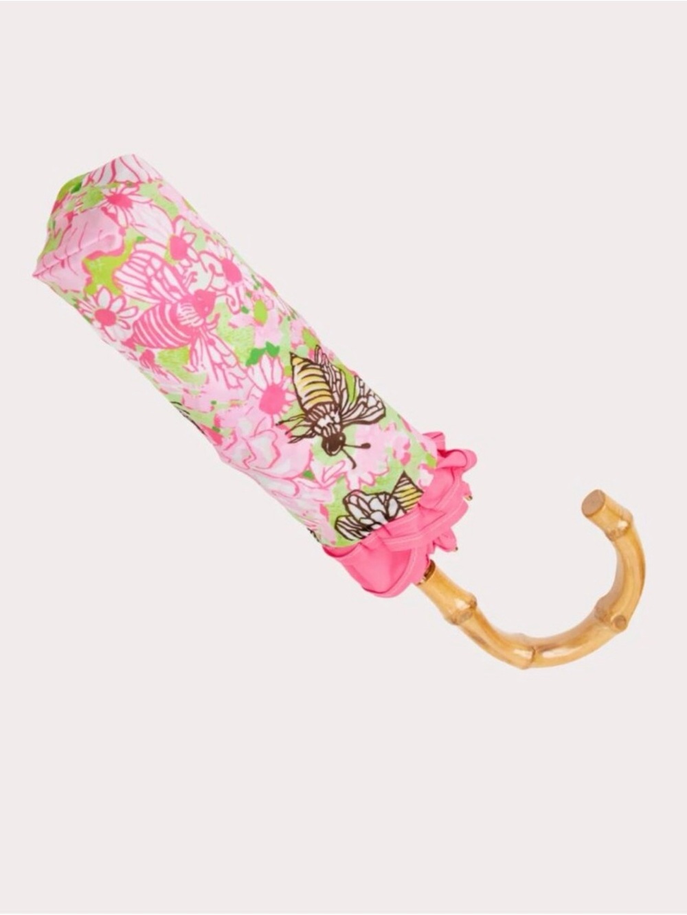 Lilly Pulitzer Pistachio Macaron The Bees Knees Unbrella Pink with flowers
